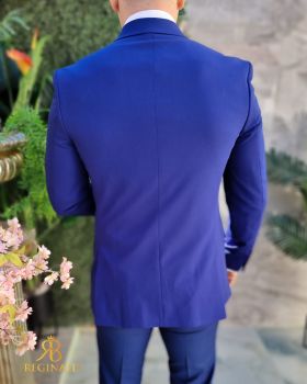 Sacou de bărbați, Double Breasted, Albastru, Slim Fit - SC875