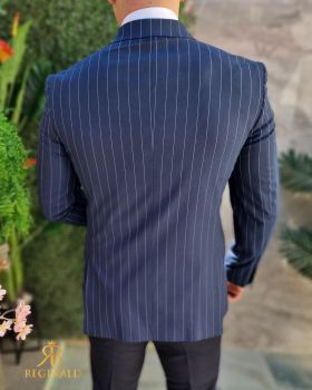 Sacou de bărbați, Double Breasted, Bleumarin, Slim Fit - SC876