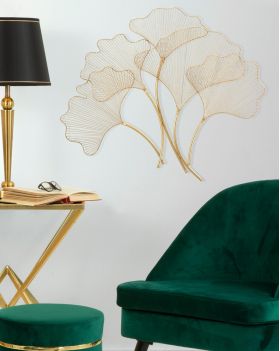 Decoratiune de perete Glam Leaf, Mauro Ferretti, 79x68 cm, fier, auriu