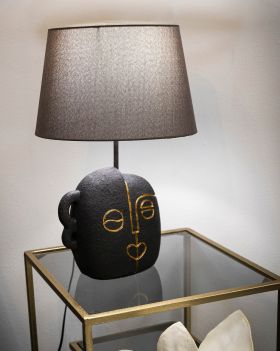 Lampa de masa Tribal -A, Mauro Ferretti, 1x E27, 40W, 30.5x46 cm, polirasina/fier/textil, maro/auriu