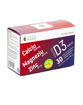 Calciu Magneziu Zinc Vitamina D3, 30 plicuri, Laboratoarele Remedia