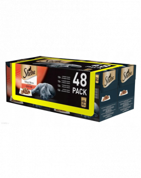 SHEBA Selection in Sauce Hrana umeda mix de arome in sos pentru pisici adulte 48 x 85 g