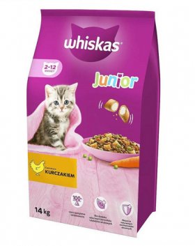 WHISKAS Junior hrana uscata pisici juniori, cu pui 14 kg