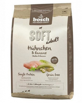 BOSCH SOFT Hrana uscata caini adulti cu alergii si sensibilitati alimentare, cu pui si banane 1 kg