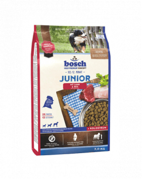 BOSCH Junior Hrana uscata pentru catei de la 2 pana la 12 luni, cu miel si orez 3 kg