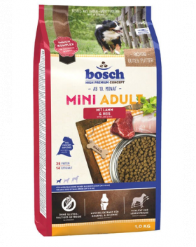 BOSCH Mini Adult Hrana uscata caini adulti de talie mica, cu miel si orez 1 kg