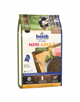 BOSCH Mini Adult hrana uscata caini adulti de talie mica, cu pasare si mei 3 kg