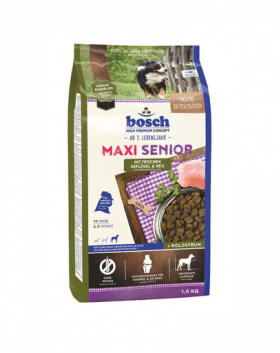 BOSCH Maxi Senior Hrana uscata caini seniori talie mare, cu pasare si orez 1 kg