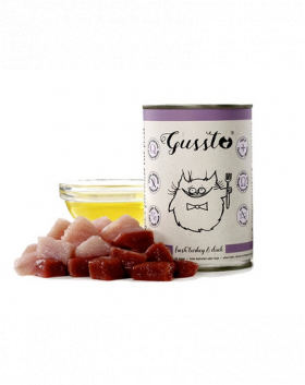 GUSSTO Cat Fresh Turkey &amp; Duck CARNE PROASPĂTĂ DE CURCAN CU RAŢĂ 400 g