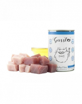 GUSSTO Cat Fresh Turkey&amp;Tuna CARNE PROASPĂTĂ DE CURCAN CU TON 400 g