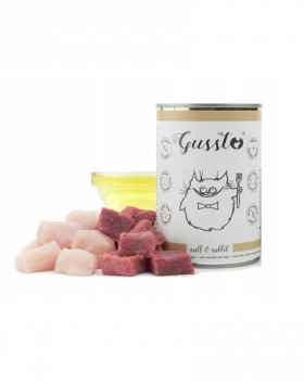 GUSSTO Cat Fresh Calf &amp; Rabbit CARNE PROASPĂTĂ DE VIŢEL CU IEPURE 400 g