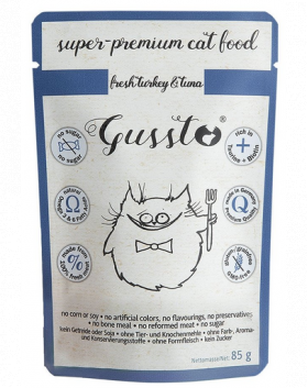 GUSSTO Cat Fresh Turkey&amp;Tuna CARNE PROASPĂTĂ DE CURCAN CU TON 85 g