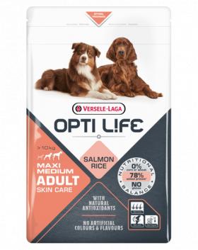 VERSELE-LAGA Opti Life Adult Skin Care Medium&amp;Maxi hrana uscata caini adulti cu sensibilitati ale pielii, talie medie/mare 12,5 kg