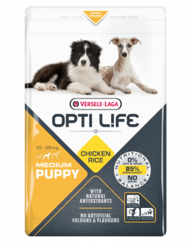 VERSELE-LAGA Opti Life Puppy Medium hrana uscata pentru caini juniori de talie medie, cu pasari de curte 12,5 kg