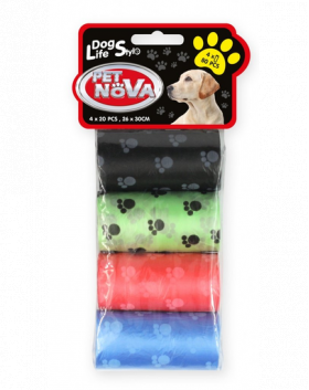 PET NOVA Dog Lifestyle Pungi excremente, 4 role x 20 buc