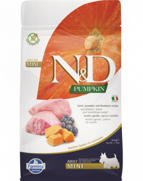 FARMINA N&amp;D Pumpkin Adult Mini Hrana uscata pentru caini, cu miel si afine 800 g