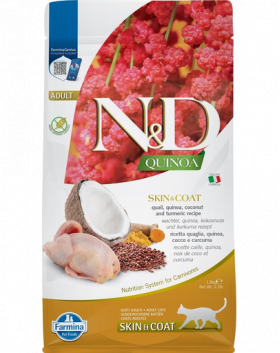 FARMINA N&amp;D Cat Quinoa Skin&amp;Coat Herring hrana uscata pentru pisici cu quinoa si prepelita 1,5 kg