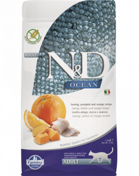 FARMINA N&amp;D Ocean Adult Hrana pisici adulte, cu hering, dovleac si portocale 1,5 kg