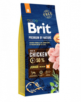 BRIT Premium By Nature Hrana uscata pentru cainii junior talie medie M 15 kg