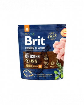 BRIT Premium By Nature Adult Medium M Hrana uscata pentru caini adulti de talie medie, cu pui 1 kg