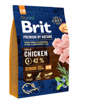 BRIT Premium By Nature Senior Small Medium S+M Hrana uscata pentru caini senior de talie mica sau medie 3 kg