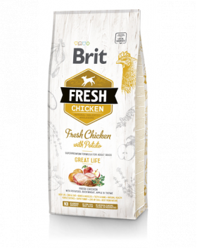 BRIT Fresh Adult Hrana uscata caini, cu pui si cartofi 12 kg