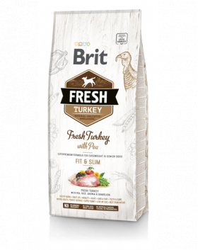 BRIT Fresh Adult Fit&amp;Slim 12 kg hrana uscata caini adulti, curcan si mazare