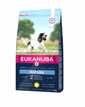 EUKANUBA Senior Medium Breeds Chicken Hrana uscata pentru caini senior de talie medie, cu pui si curcan 3 kg