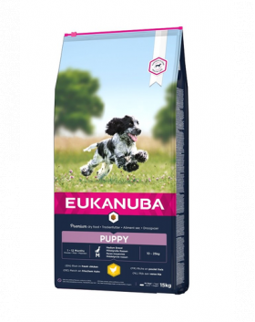 EUKANUBA Growing Puppy Medium Breed 15 kg Hrana pentru caini junior talie medie, bogat in pui proaspat