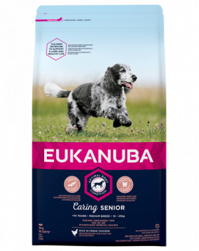 EUKANUBA Caring Senior Medium Breed hrana uscata caini seniori talie medie, bogat in pui 15kg