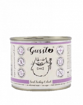 GUSSTO Cat Fresh Turkey &amp; Duck CARNE PROASPĂTĂ DE CURCAN CU RAŢĂ 200 g