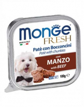 MONGE Fresh Pate pentru caini, cu carne de vita, 100 g