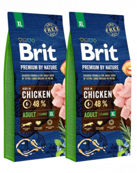 BRIT Premium By Nature Adult Extra Large XL hrana uscata caini adulti de talie foarte mare 30 kg (2 x 15 kg)