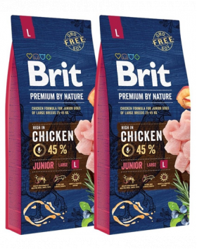 BRIT Premium By Nature Junior Large L hrana uscata caini juniori talie mare, cu pui 30 kg (2 x 15 kg)