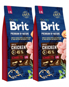 BRIT Premium By Nature Senior Large Extra Large L+XL Hrana uscata pentru caini senior de talie mare si foarte mare, cu pui 30 kg (2 x 15 kg)