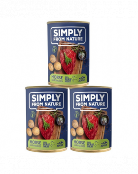 SIMPLY FROM NATURE Hrana umeda pentru caini, carne de cal si cartofi 3 x 400 g