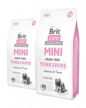 BRIT Care Grain Free Mini Yorkshire hrana uscata caini adulti talie mica, somon si ton 14 kg (2 x 7 kg)