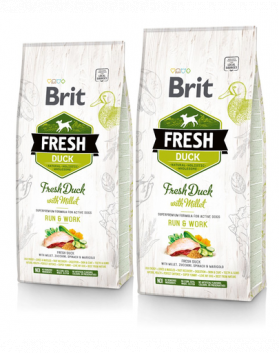 BRIT Fresh Active Run&amp;Work hrana uscata caini adulti activi, rata si mei 24 kg (2 x 12 kg)