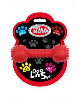 PET NOVA DOG LIFE STYLE Jucarie os cu clopotel pentru caini 14cm, rosu, aroma de carne de vita