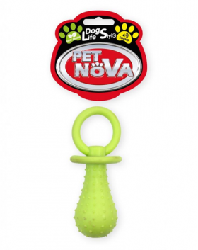 PET NOVA DOG LIFE STYLE Jucarie suzeta pentru caini, 14cm, galbena, aroma de menta