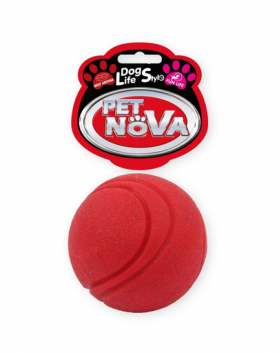 PET NOVA DOG LIFE STYLE Minge de tenis pentru caini, rosie, aroma de vita, 5 cm