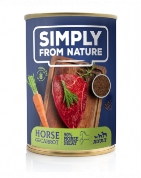 SIMPLY FROM NATURE Hrana umeda pentru caini, carne de cal, seminte de in si morcov 400 g