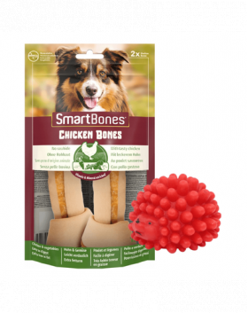 SMART BONES Medium Recompense caini talie medie, cu pui si legume x 2 + minge GRATIS