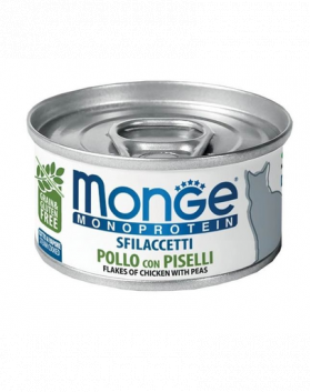 MONGE Cat Monoprotein hrană umedă pentru pisici, cu pui și mazăre 80g