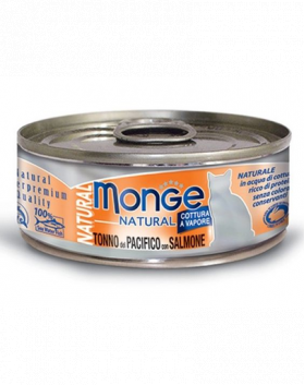 MONGE Natural Cat hrană umedă pentru pisici, cu ton din Pacific și somon 80 g