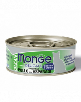 MONGE Delicate Cat hrana umeda pentru pisici, cu pui si sparanghel 80 g