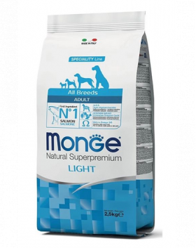 MONGE Light hrana uscata pentru caini, cu somon si orez 2,5 kg