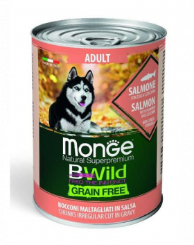 MONGE BWild Grain Free hrană umedă pentru câini, cu somon 400g