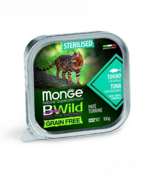 MONGE BWild Grain Free Sterilised hrană pentru pisici sterilizate, cu ton 100g