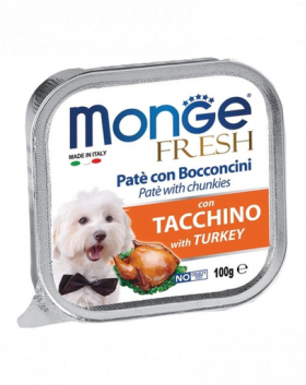 MONGE Fresh hrană umedă pentru câini sub formă de pate, curcan 100 g